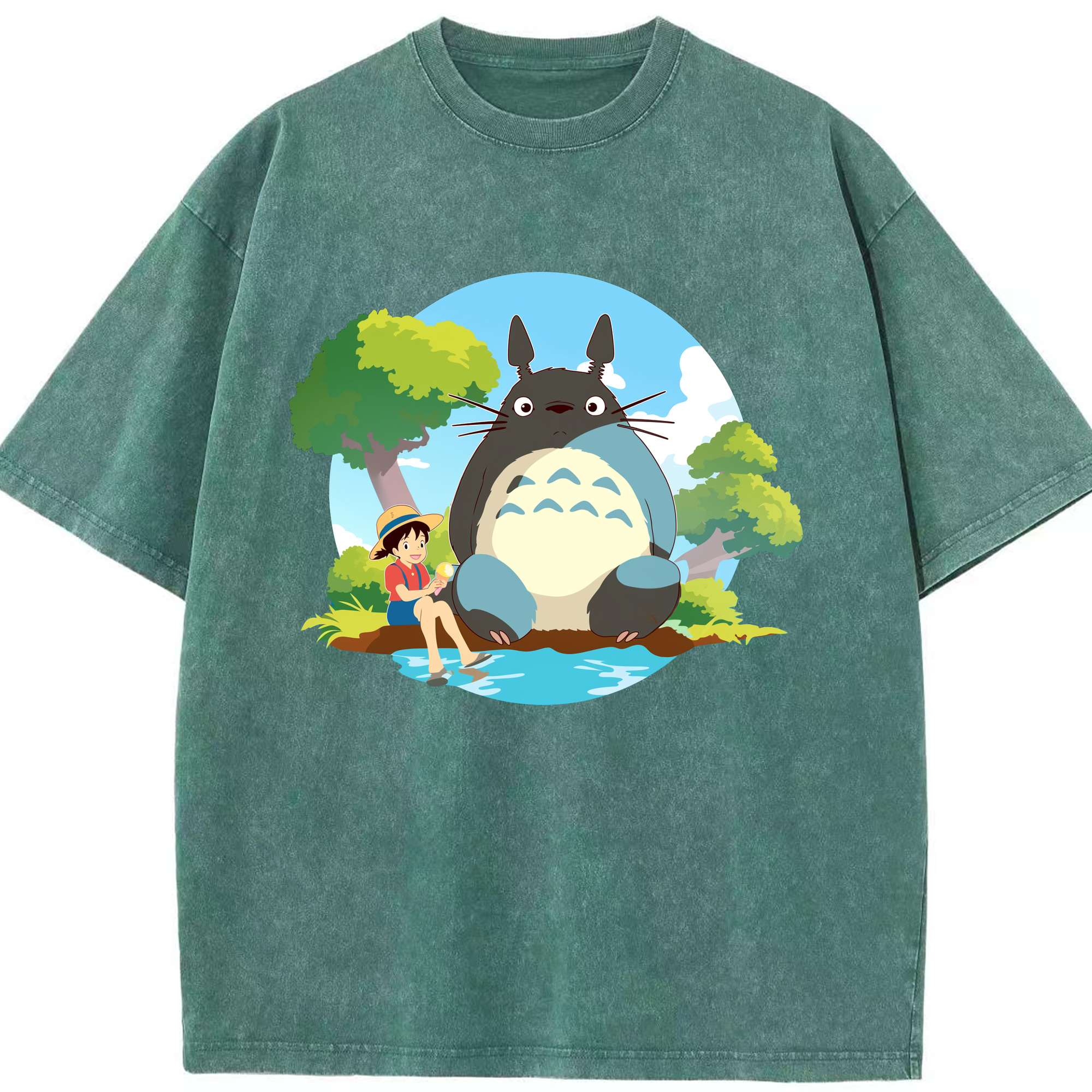 （画像用） となりのトトロ 草壁メイ 草壁サツキ My Neighbor Totoro Satsuki Kusakabe Mei Kusakabe 綿100% ヴィンテージ風 半袖Tシャツ（フロントプリント）